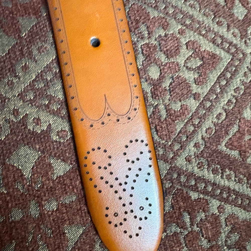 Brown Leather Belt with Perforated Design